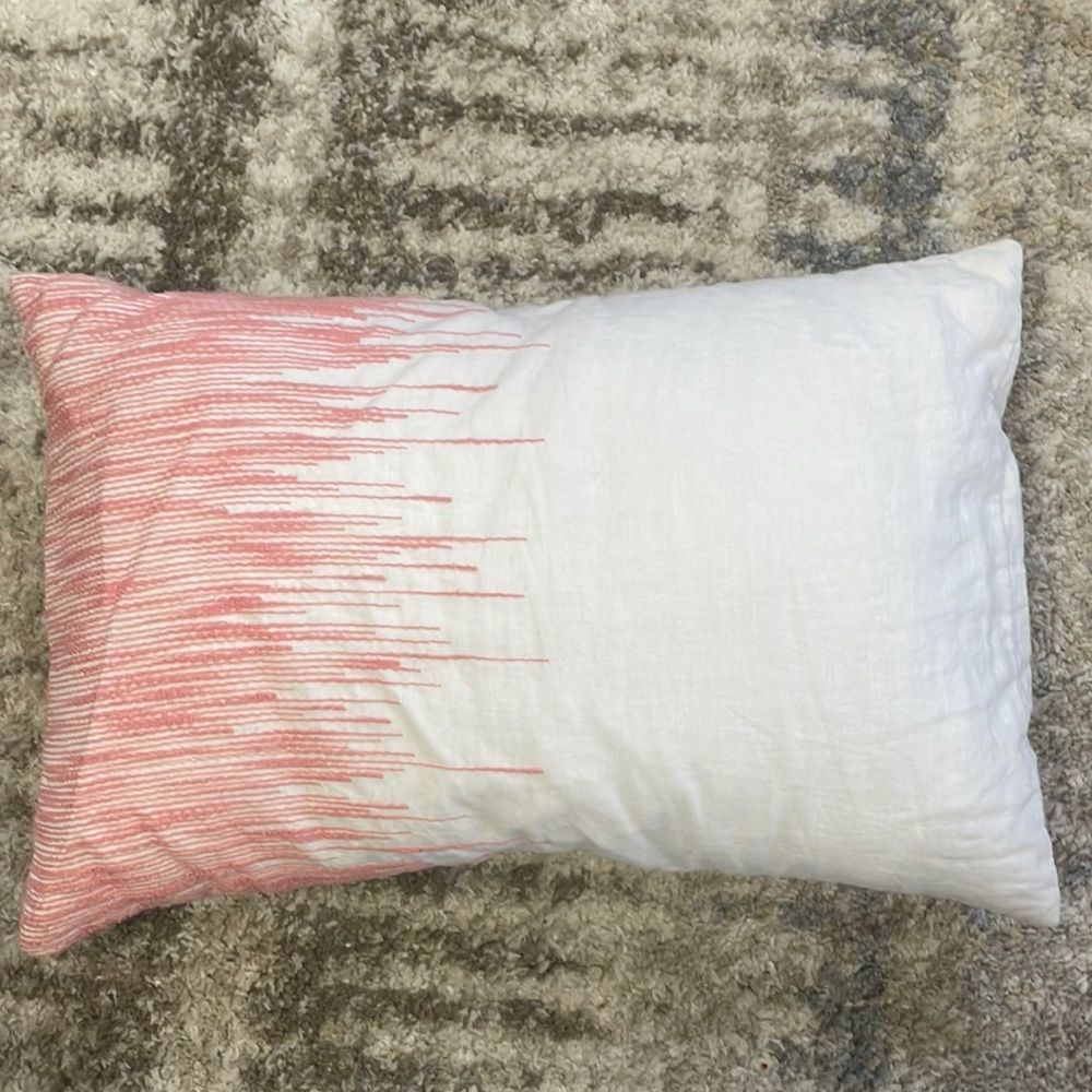 lumbar pillow white pink stripe accent pillow